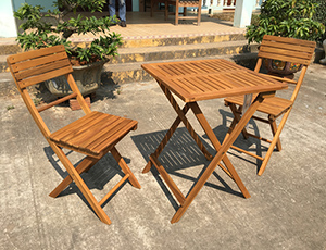Acacia Wood Bistro Table & Chairs Set