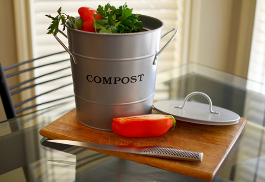 matte silver compost bucket