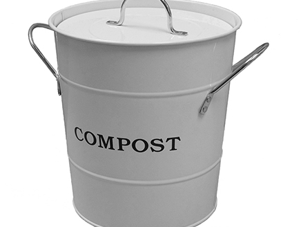 matte silver compost bucket