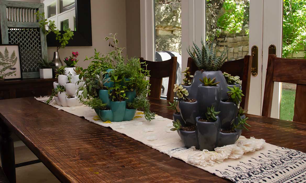 White, Turqoise and Grey Cacti Pots