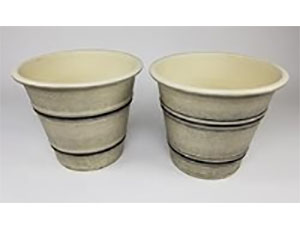 Round Sandstone Planters - Pair