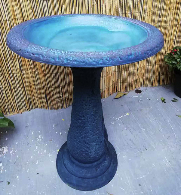 bird bath dark light blue