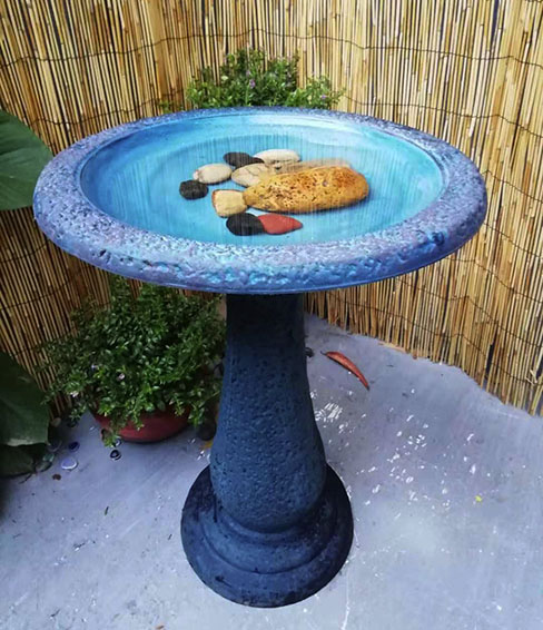 dark light blue birdbath 2