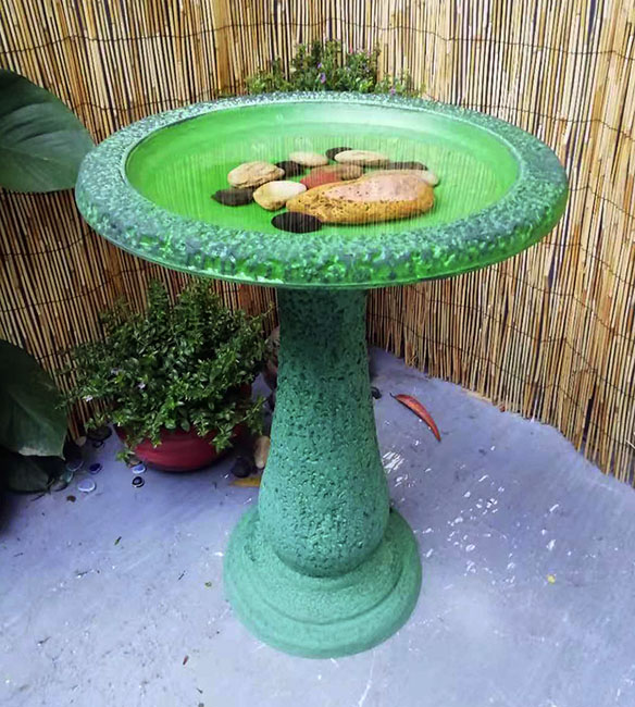 dark light green birdbath 2