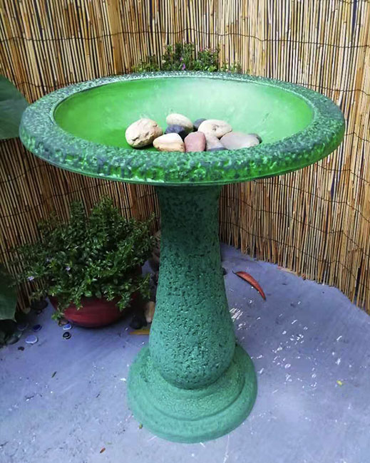 dark light green birdbath 3