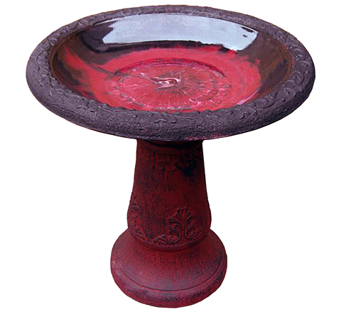 bird bath red