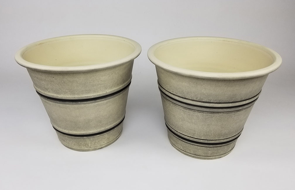 Round Sandstone Planters - Set of 2