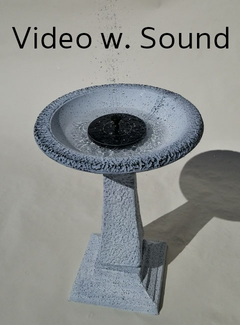 solar birdbath square base video with sound