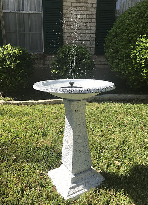 solar birdbath square base view 2