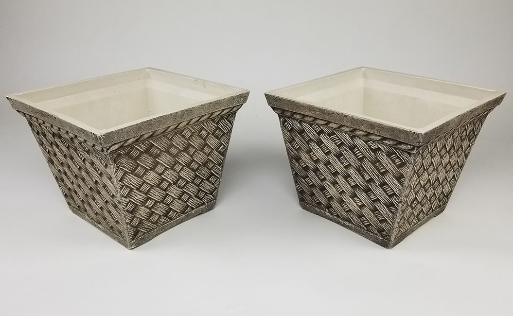 Square Sandstone Planters - Set of 2