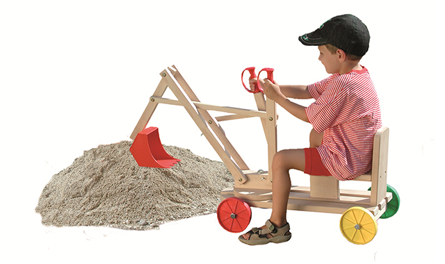 Excavator Wooden Toy w. Realistic Scooping Action