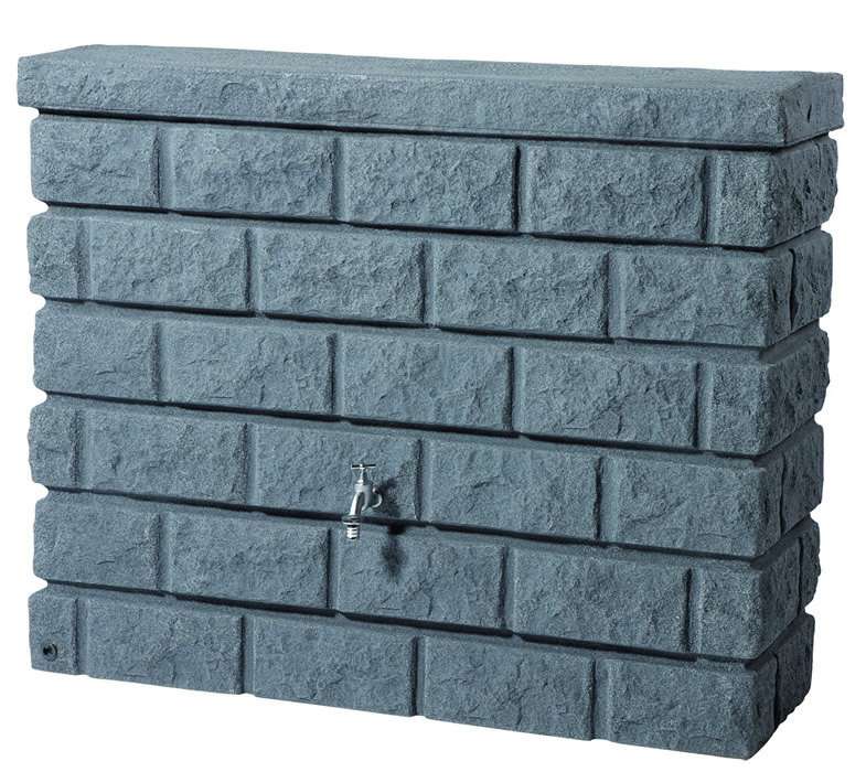 brick wall rain barrel