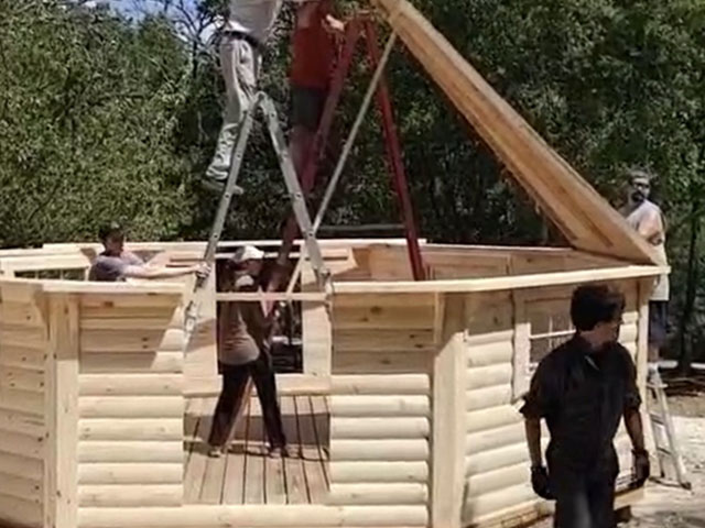 hunters cabin pavilion assembly process