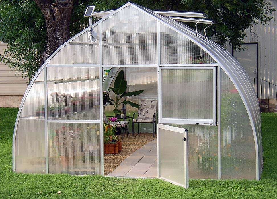 riga xl greenhouse front with door open