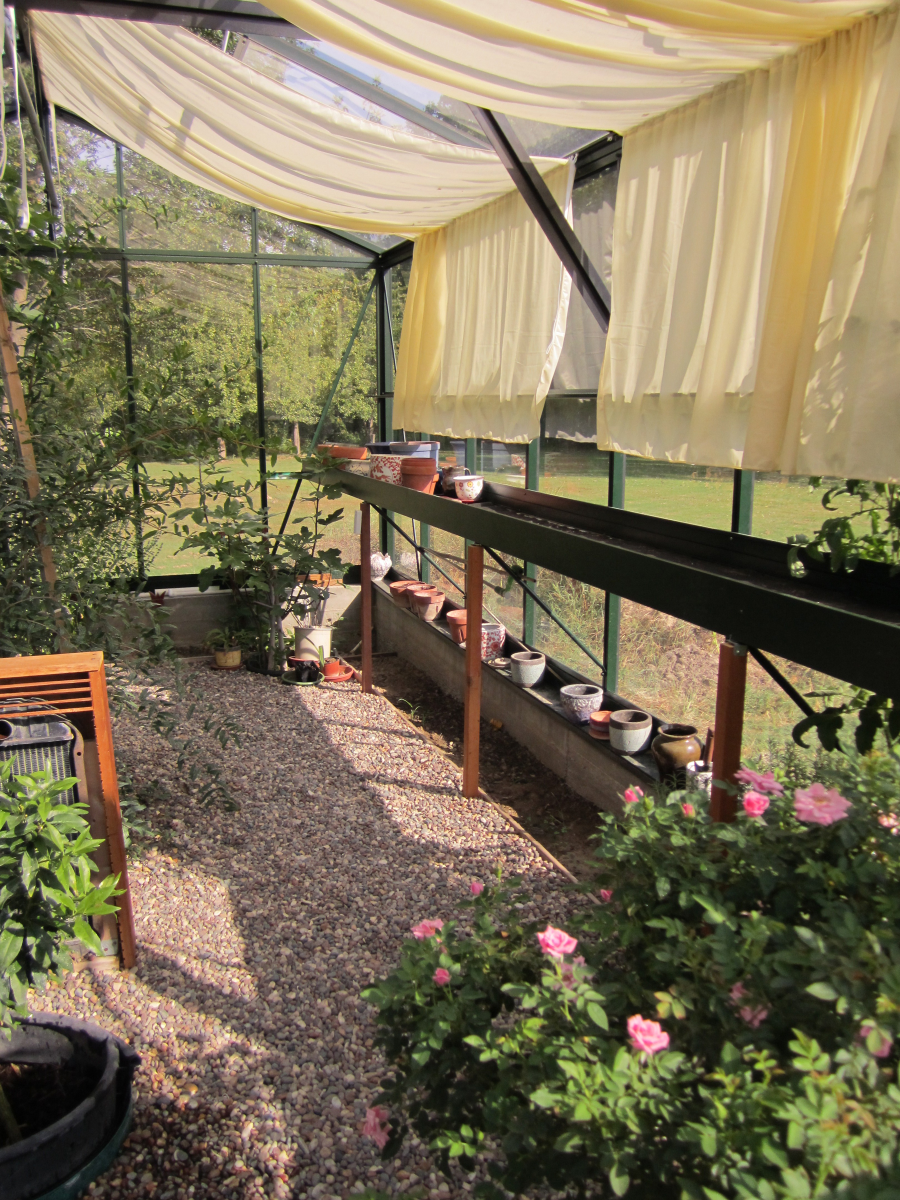 shade netting and shelving in use